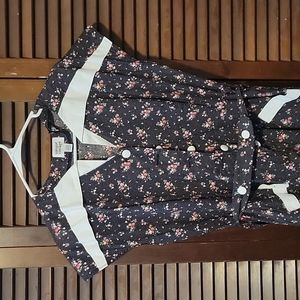 Large Black Floral 50s style Unique Vintage Dress